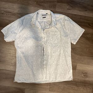 Barbour Mens Short Sleeve Leaf Palm Button Down Shirt Beige Off White USA XL